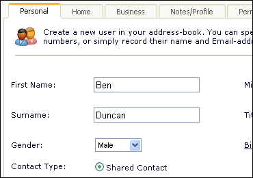 shared addressbook